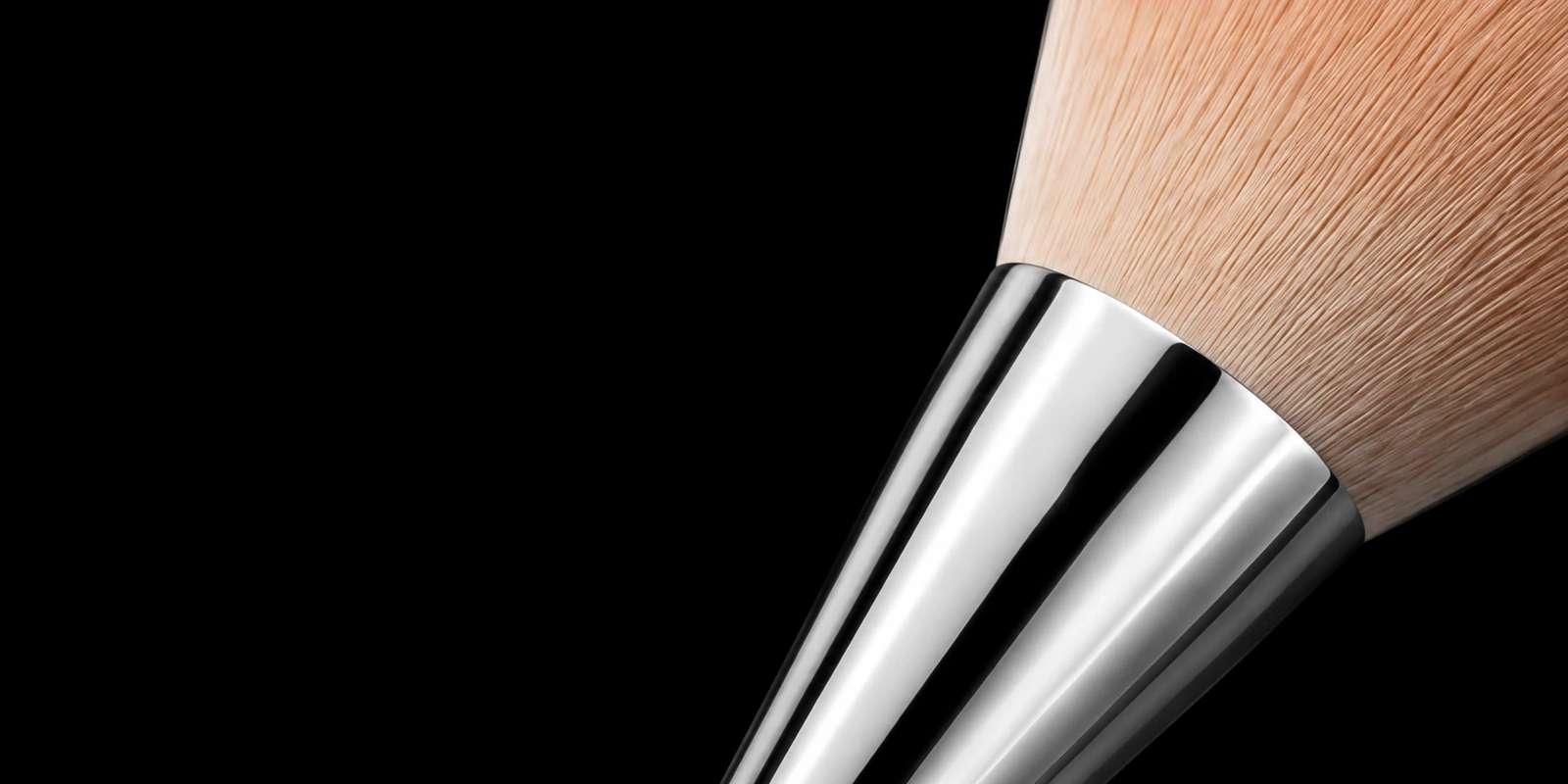 Close-up silver ferrule and warm beige bristles, design concept