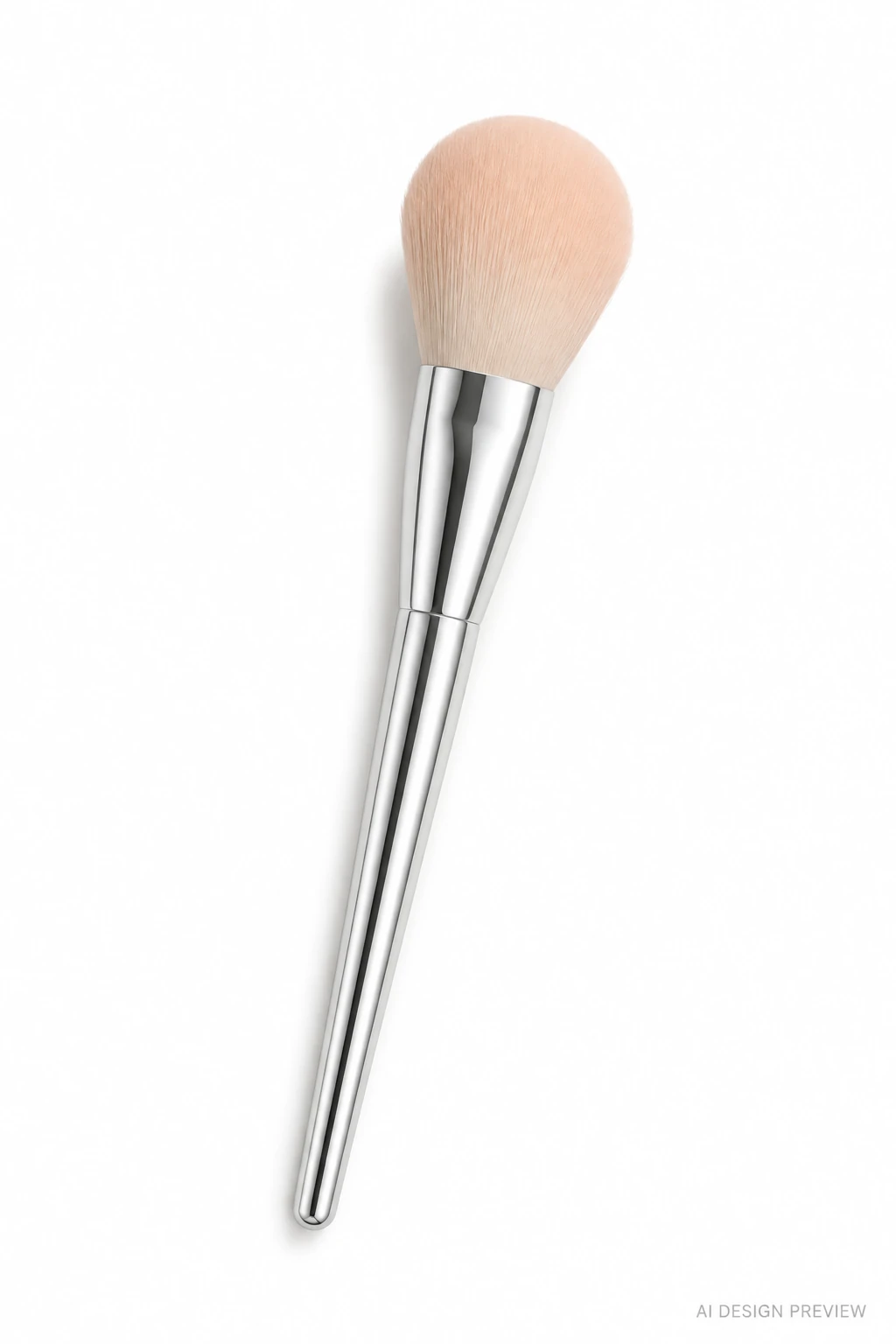 Complete rounded face brush with a slender silver handle, a design concept