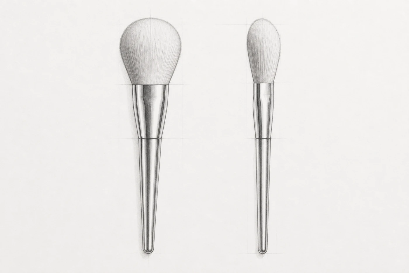 Front and side pencil studies of a silver brush concept