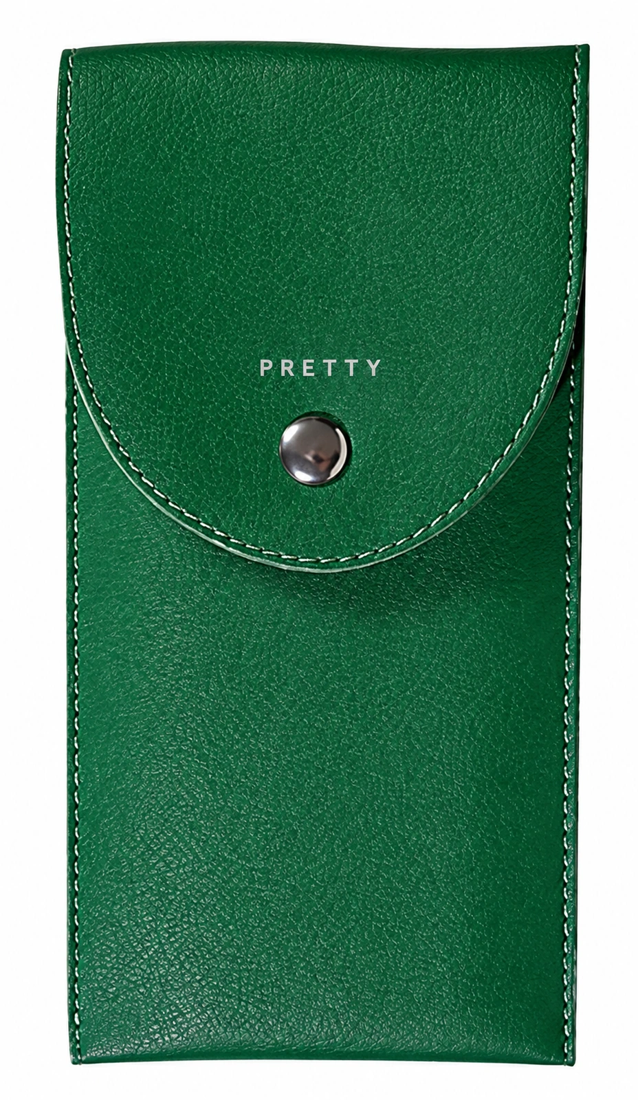 Green snap pouch, produced brush design