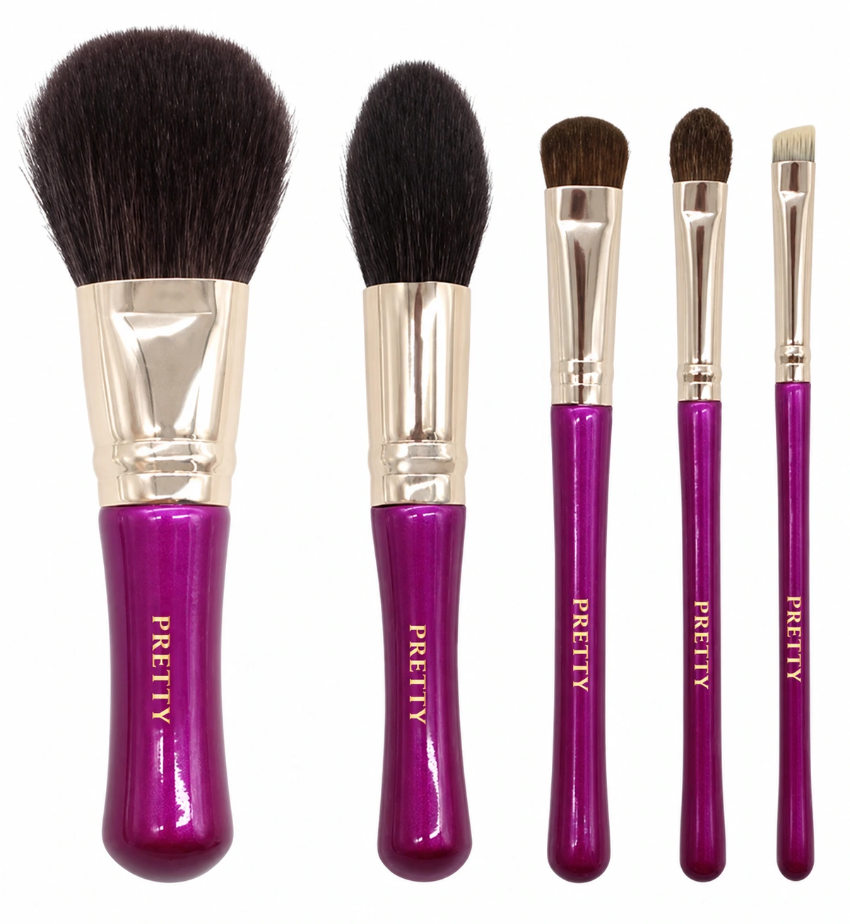Five magenta compact brushes with a pale final head, produced brush design