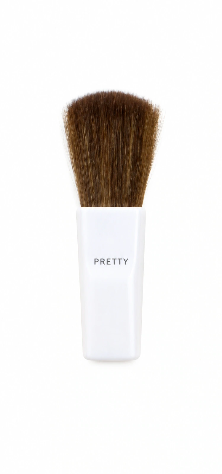 Narrow rounded brown head on a short white body, produced brush design