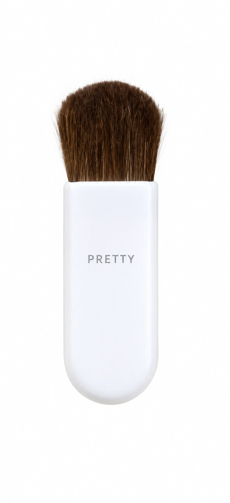 Small brown head on a white body with a rounded base, produced brush design