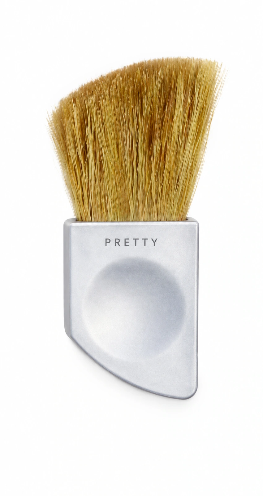 Angled golden-brown head with a pale recessed-grip body, produced brush design
