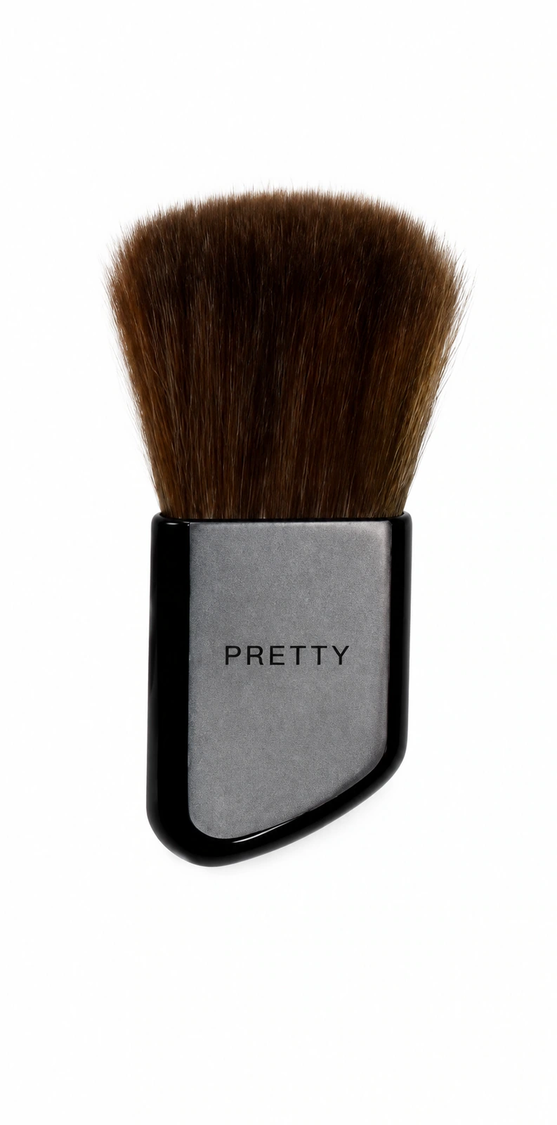 Rounded brown head with a gray inset and curved black rim, produced brush design