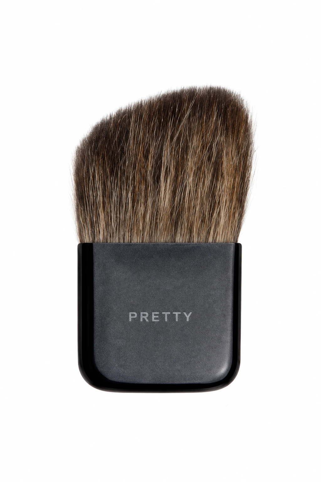Angled gray-brown head with a charcoal face and black rim, produced brush design