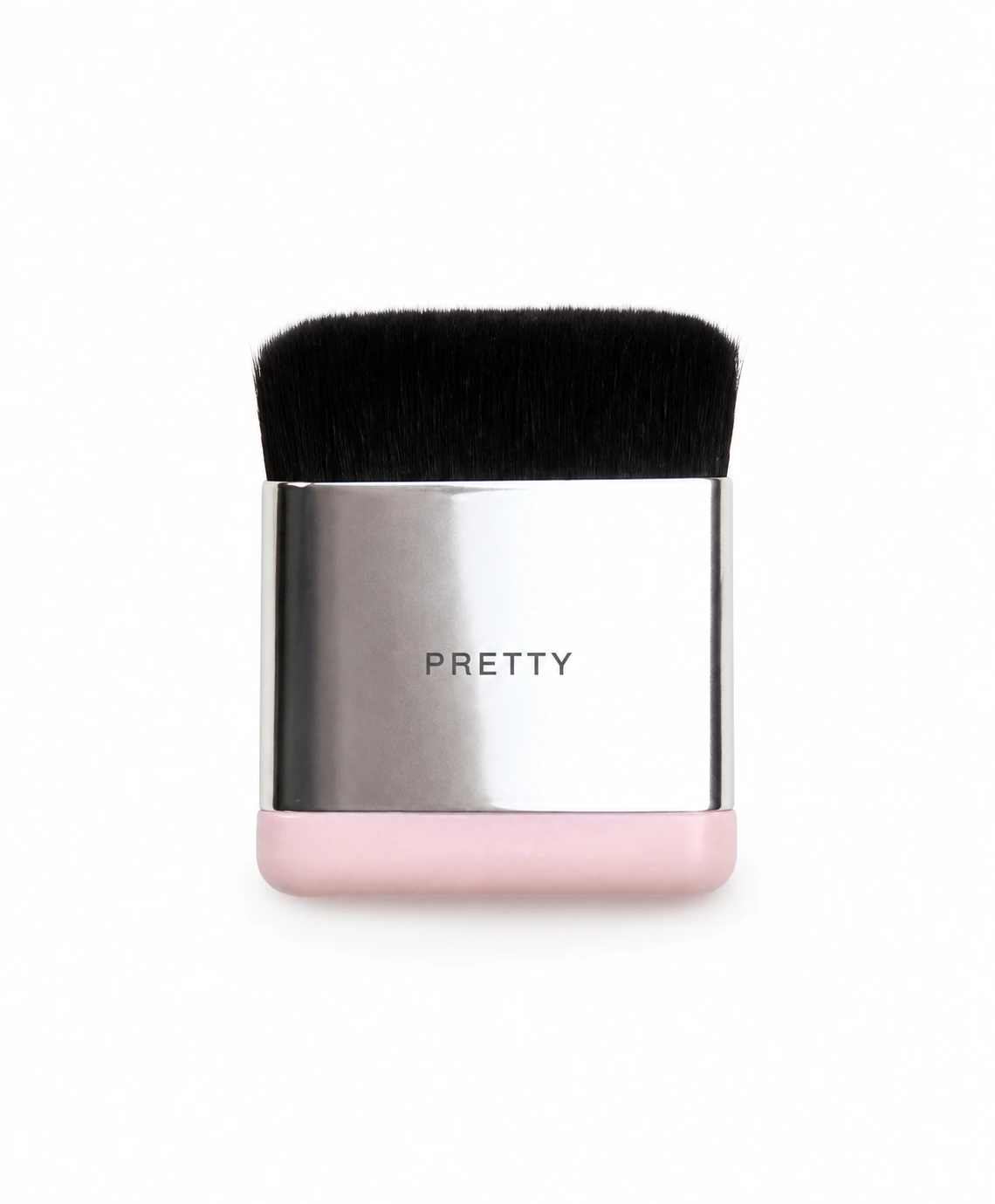 Short flat black head on a silver-tone body and pale-pink base, produced brush design