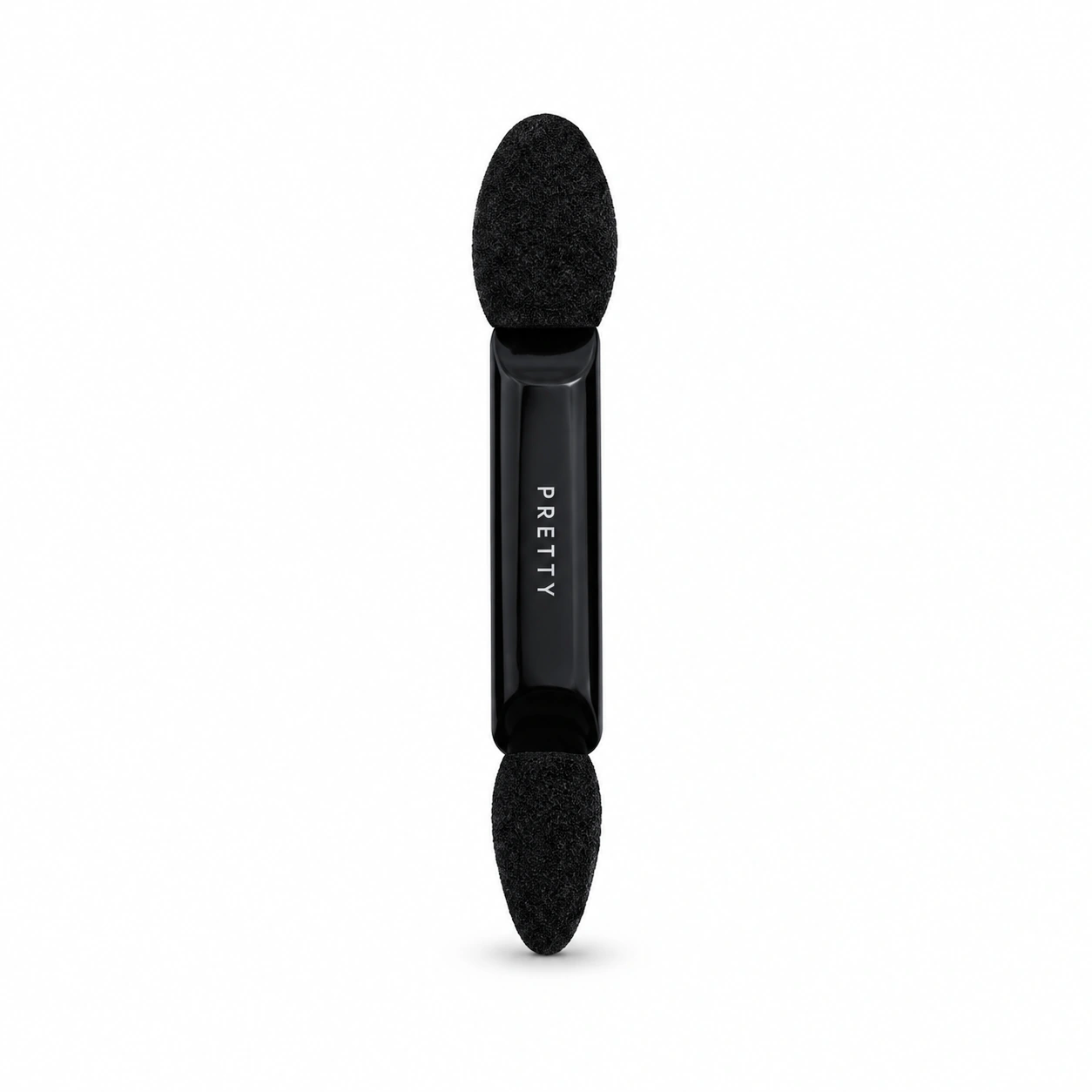 Black dual-ended oval-tip applicator with unequal ends, produced brush design