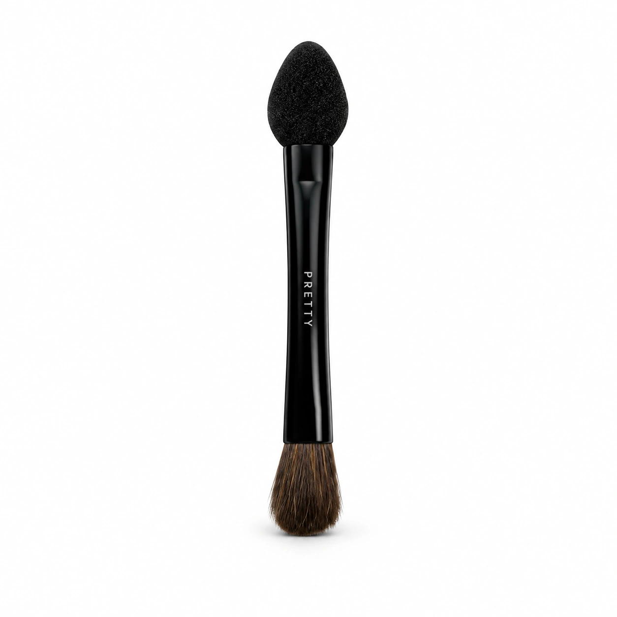 Black narrow-waist applicator with an oval tip and brown brush, produced brush design