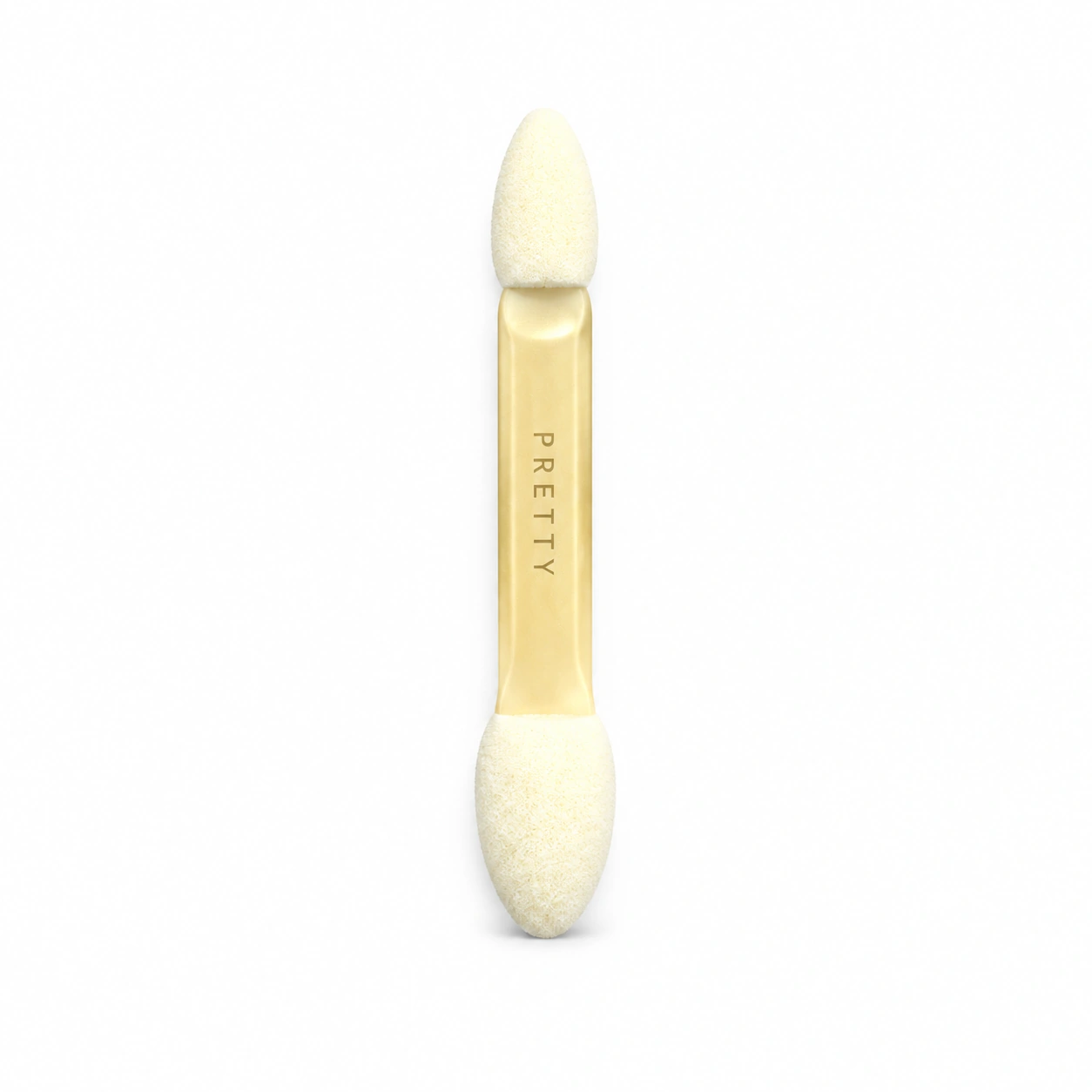 Short pale-gold-tone applicator with two pale oval tips, produced brush design