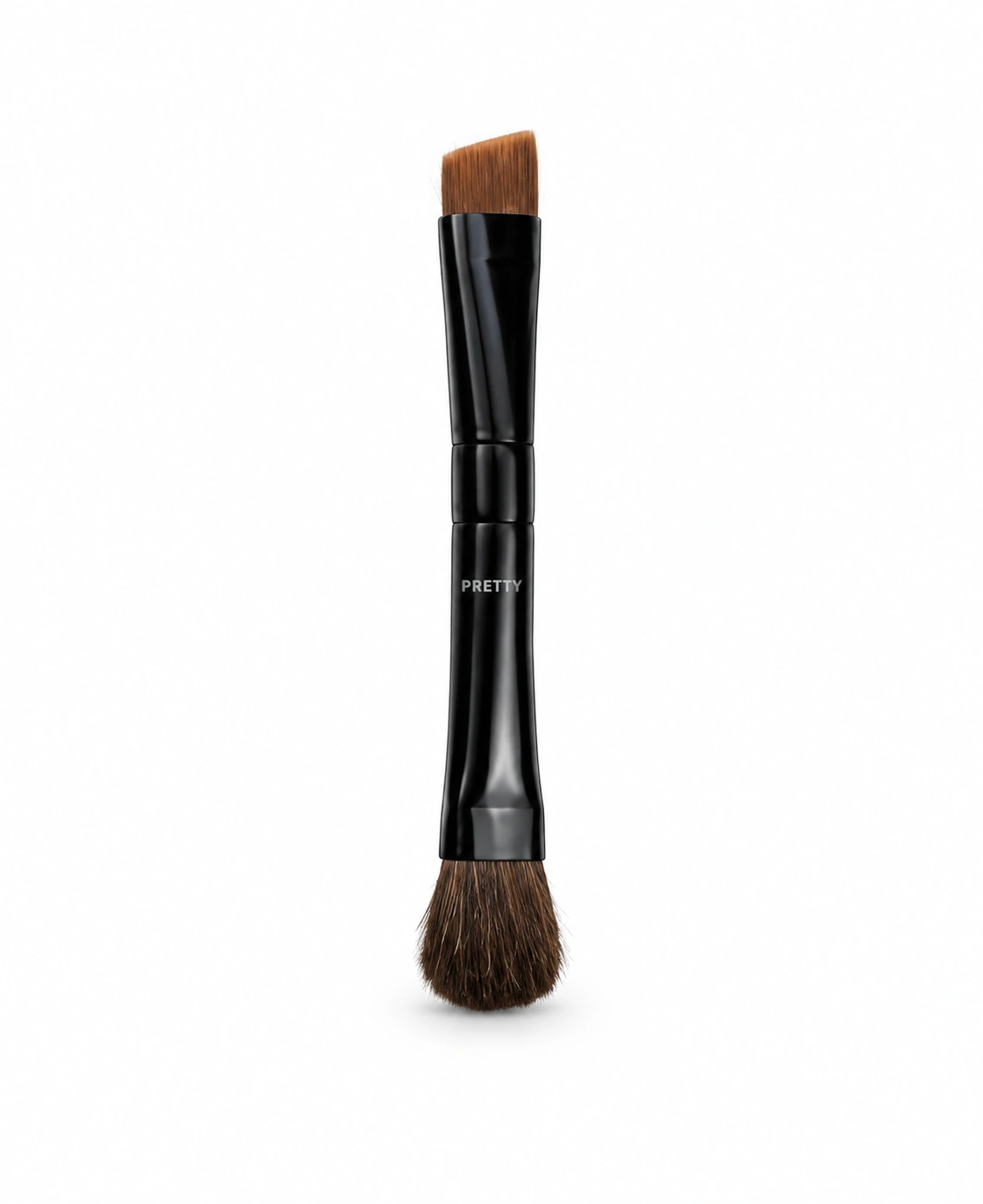 Slim black brush with two small brush heads, produced brush design