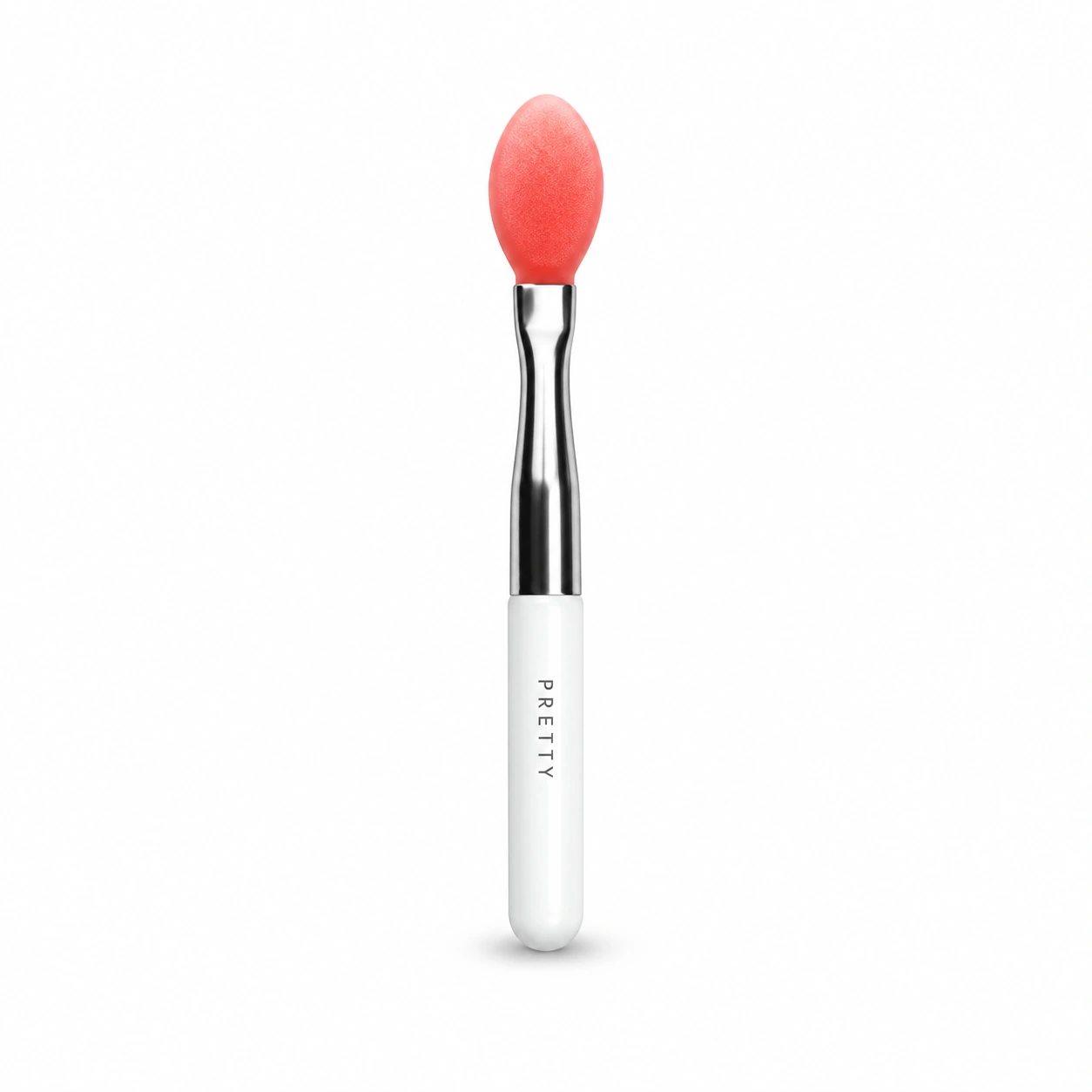 White-handle silver-neck red oval-tip applicator, produced brush design