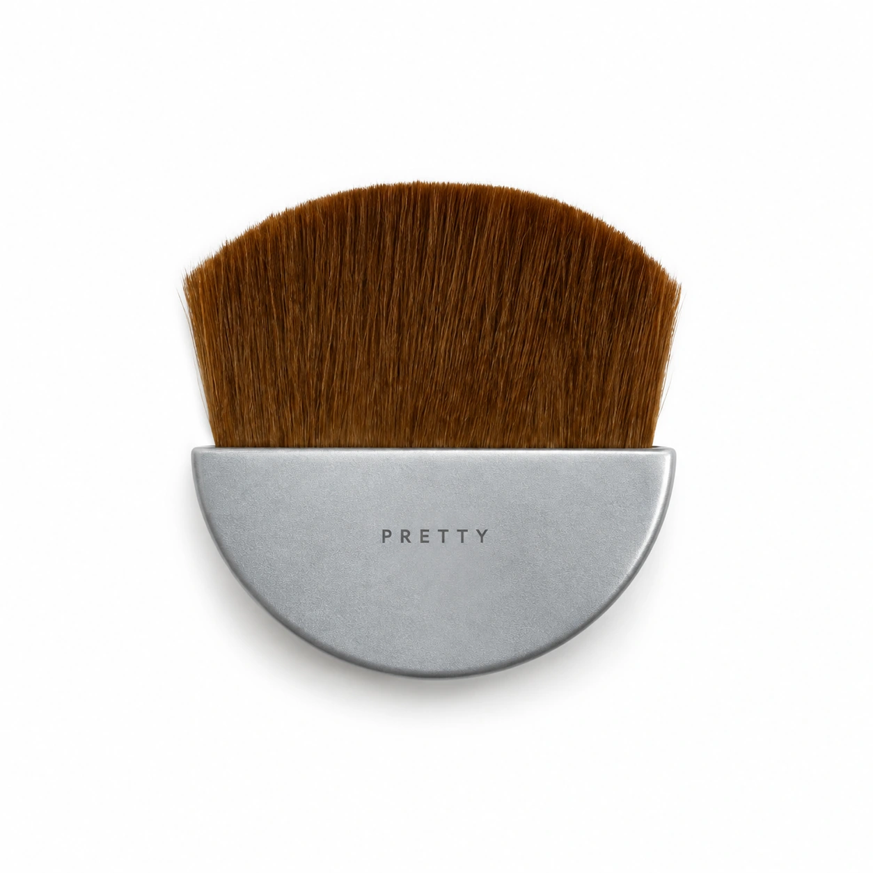Reflective gray half-round grip with a small rounded brown head, produced brush design