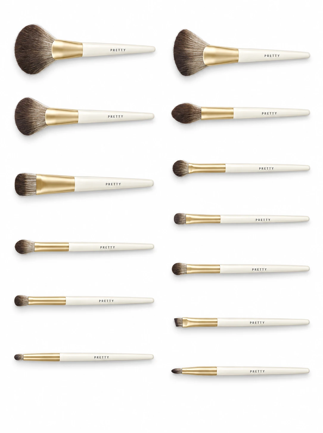 White gold-tone thirteen-brush series, produced brush design