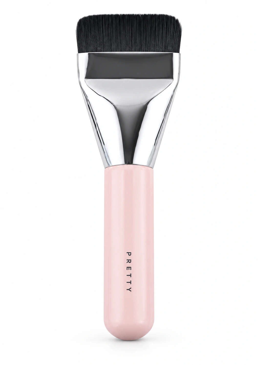 Pink handle with a black flat brush head, produced brush design