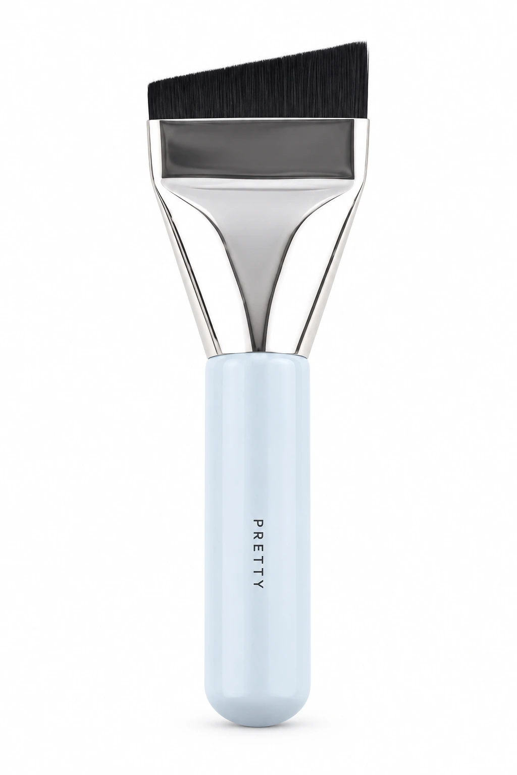 Pale-blue handle with a black angled brush head, produced brush design