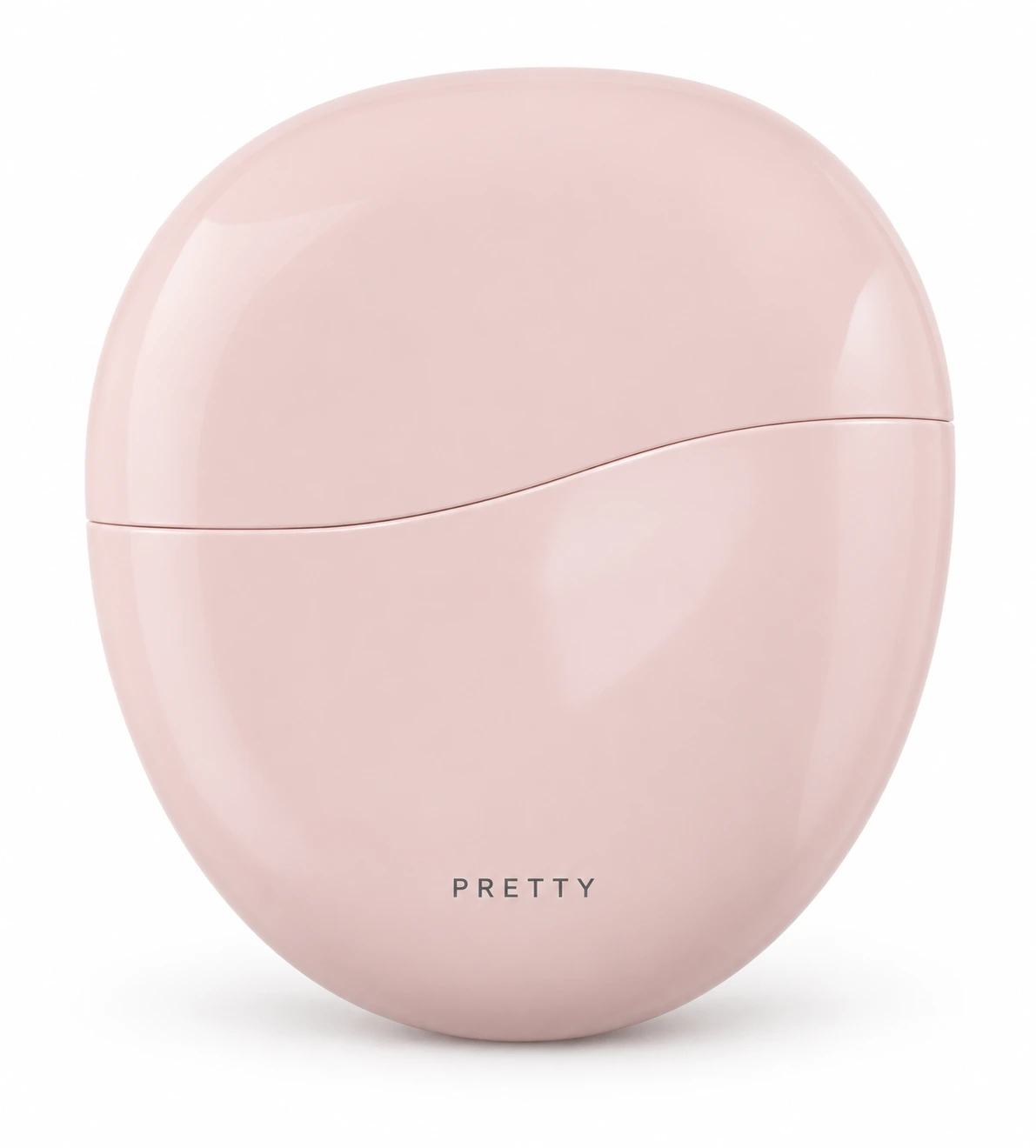 Closed pink oval case, produced brush design