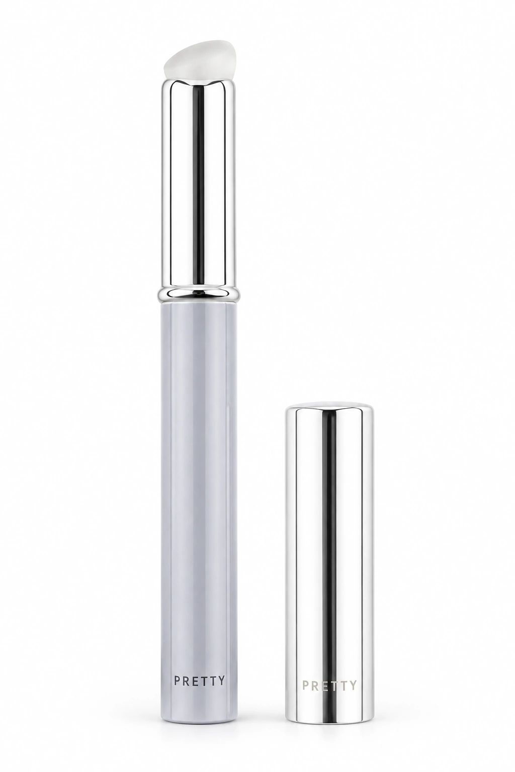 Tall pale silver-tone tool with a white head and cap, produced brush design