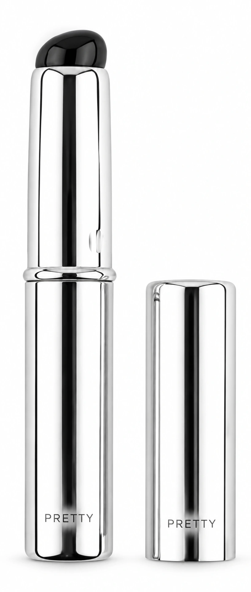 Silver-tone black slanted-tip tool with cap, produced brush design