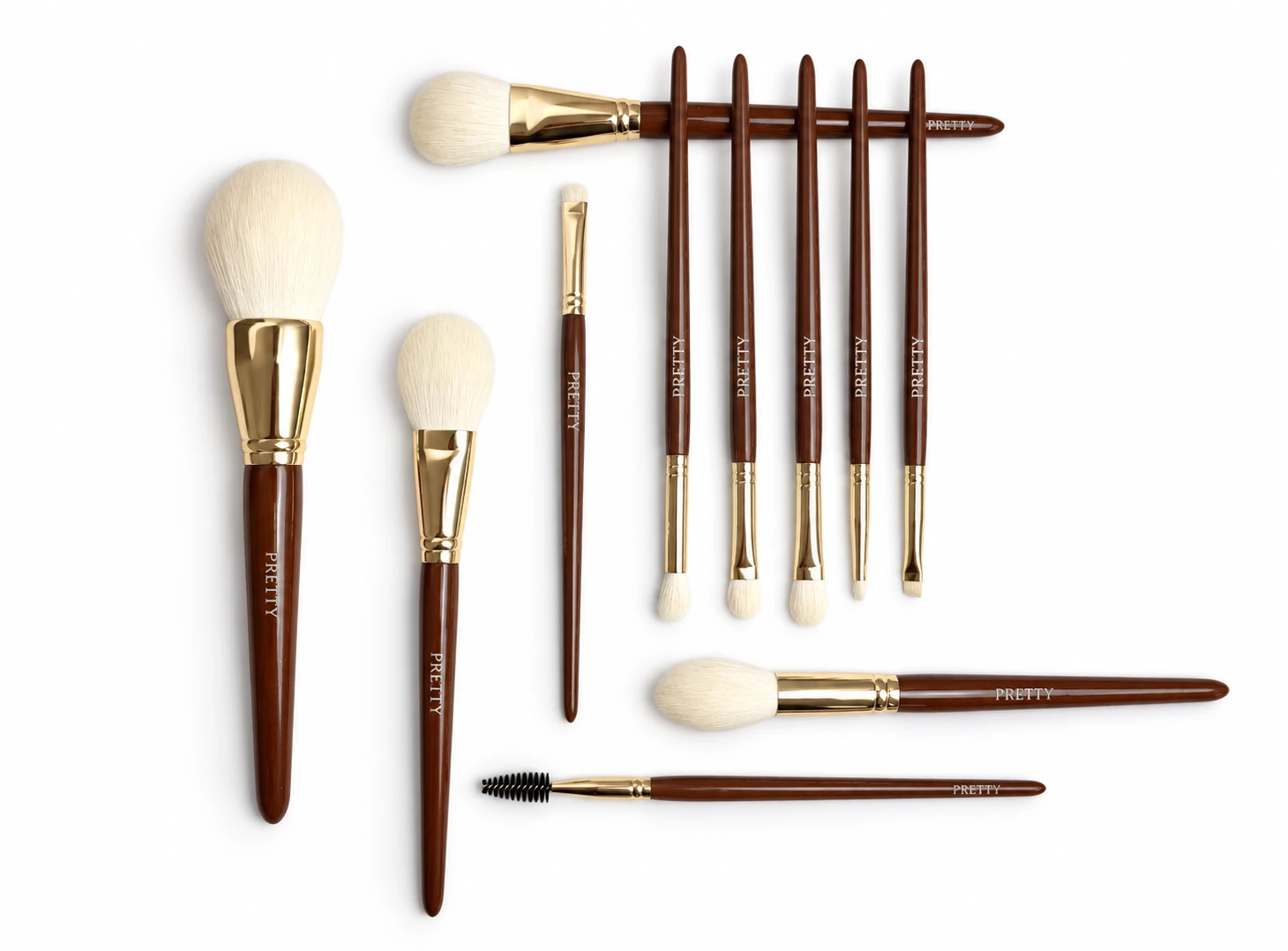 Brown gloss eleven-brush layout, produced brush design
