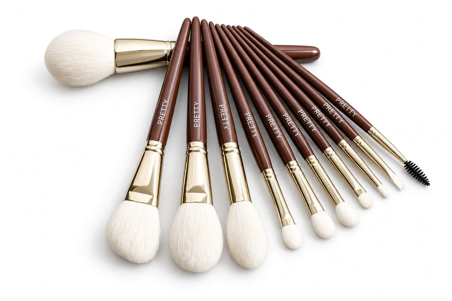 Brown gloss eleven-brush fan, produced brush design