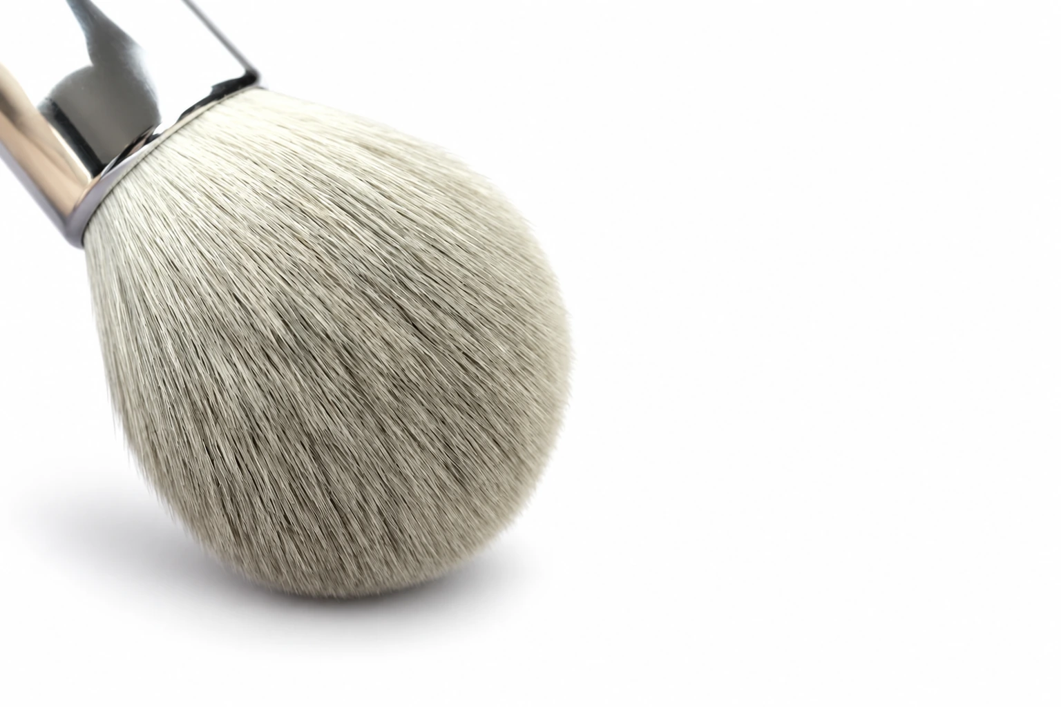 Pale rounded brush head in a close view, produced brush design