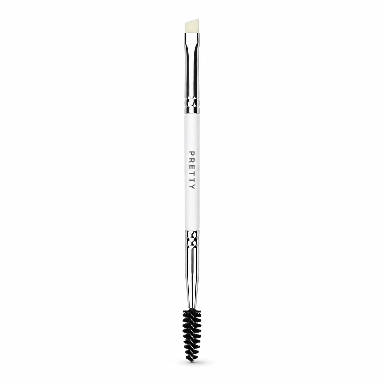 White-handle angled-and-spoolie brow brush, produced brush design