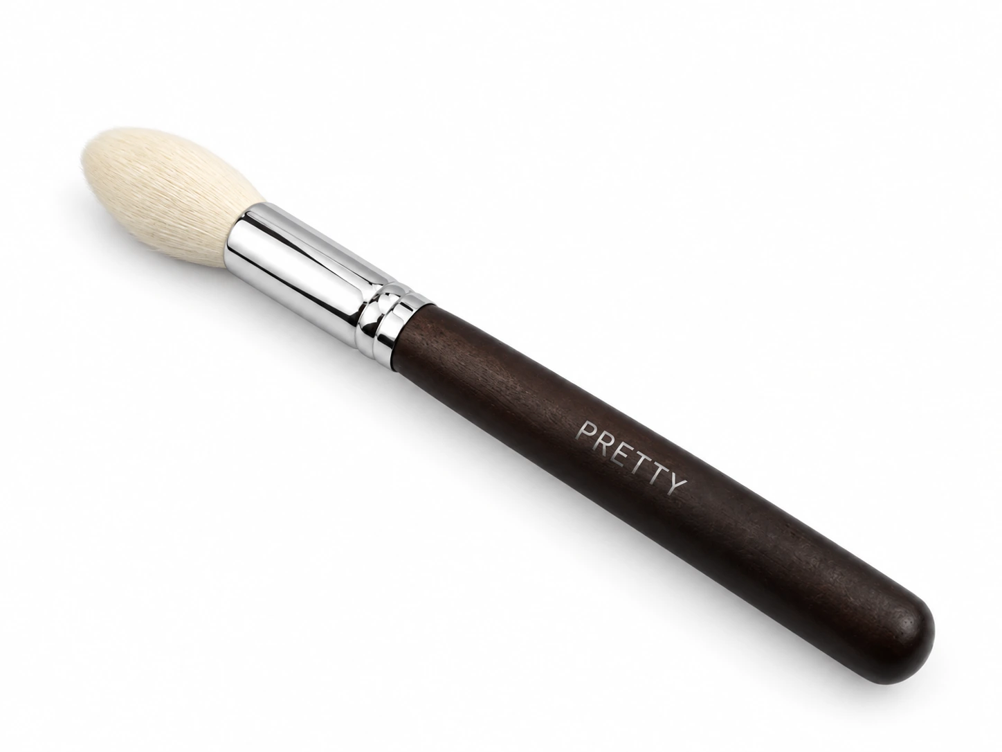 Dark-brown grain-patterned handle with an elongated pale head, produced brush design