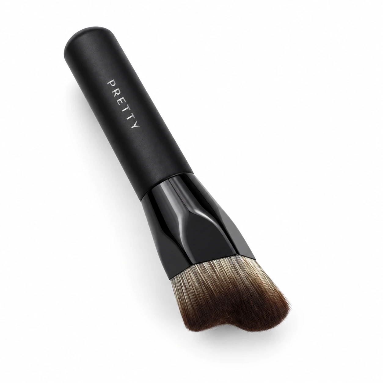 Short black handle with a double-lobed brown head, produced brush design
