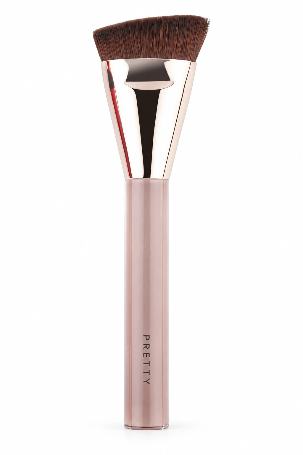 Pale-rose short handle with a broad brown angled head, produced brush design