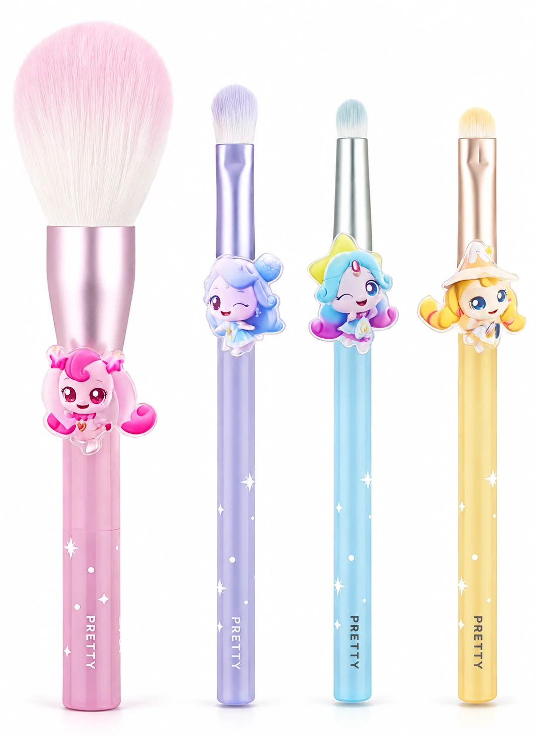Four decorated pastel brushes, produced brush design