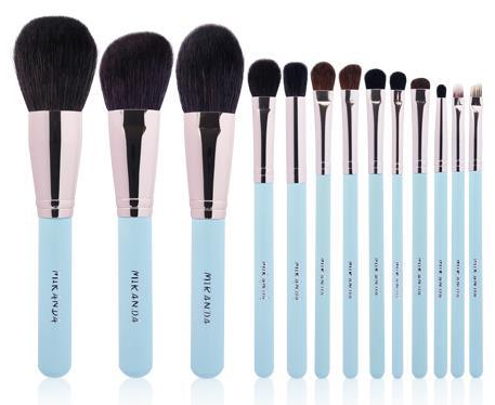 CAT-p013-set: Pale aqua handles with warm reflective ferrules