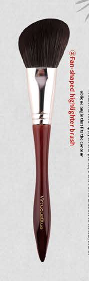 EN-p007-c02: Fan highlighter - Burgundy sculpted handles, silver-tone ferrules, dark heads