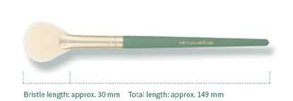 EN-p008-c04: Fan highlighter - Mint green handles, gold-tone ferrules, cream heads