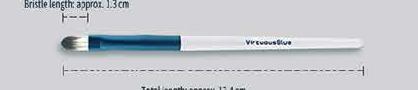 EN-p012-c09: Flat concealer - White handles, reflective-blue ferrules, pale brown heads