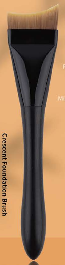 EN-p014-c04: Crescent foundation black handle - Black short bases and sculpted black handles; brown or flat tan heads