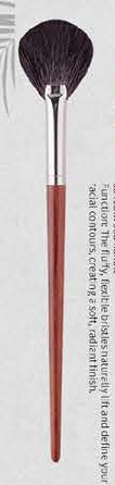 EN-p017-c08: Fan highlighter - Red-brown tapered handles, silver-tone ferrules, dark and white-tipped heads