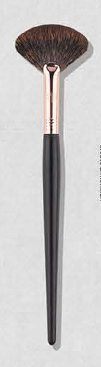 EN-p020-c05: Fan highlighter - Dark tapered handles, rose-gold-tone ferrules, brown heads