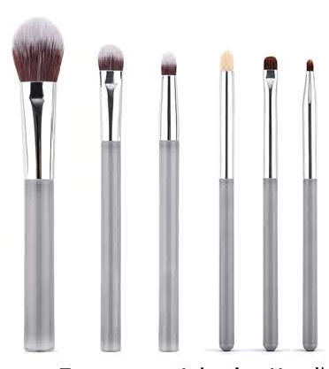 EN-p021-c02: Gray and clear-looking handle brush family - Multiple original colors, handle forms and head profiles