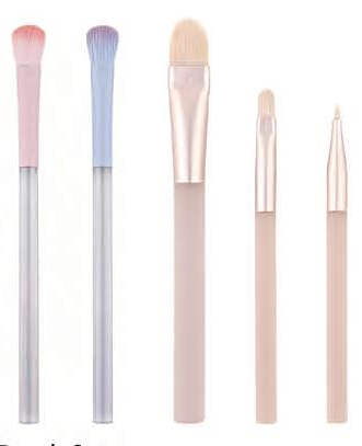 EN-p021-c03: Pastel slender handle brush family - Multiple original colors, handle forms and head profiles