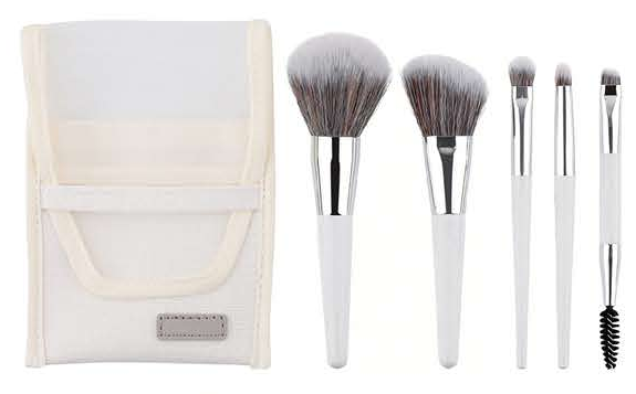 EN-p021-c04: White mini set with cream pouch - Multiple original colors, handle forms and head profiles