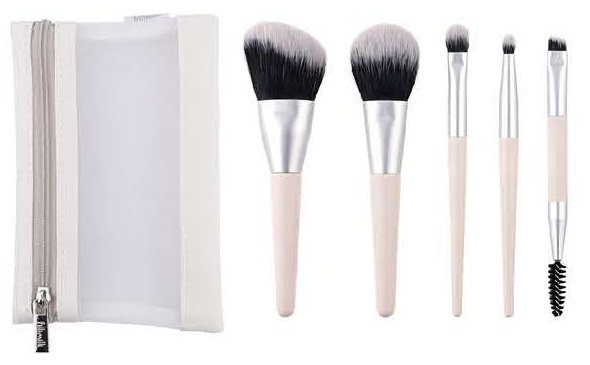 EN-p021-c09: Pale-pink mini set with light zip pouch - Multiple original colors, handle forms and head profiles