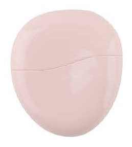 EN-p022-c05: Pink oval closed capsule - Silver-tone, pastel, black and translucent-looking handles and bases