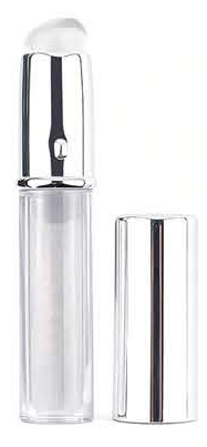 EN-p022-c12: Short clear-looking applicator and cap - Silver-tone, pastel, black and translucent-looking handles and bases