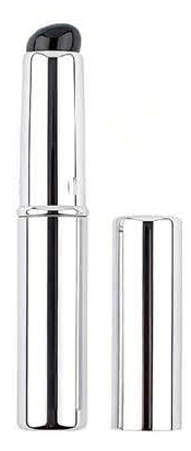 EN-p022-c13: Reflective silver-tone applicator and cap - Silver-tone, pastel, black and translucent-looking handles and bases