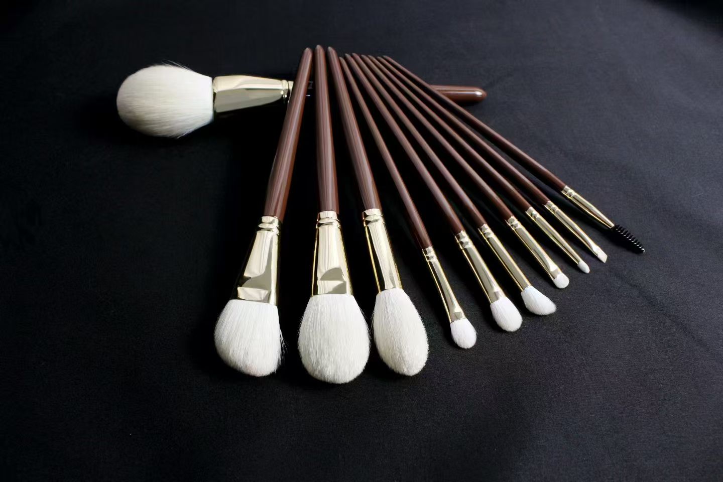 UP003: Brown gloss eleven-brush fan