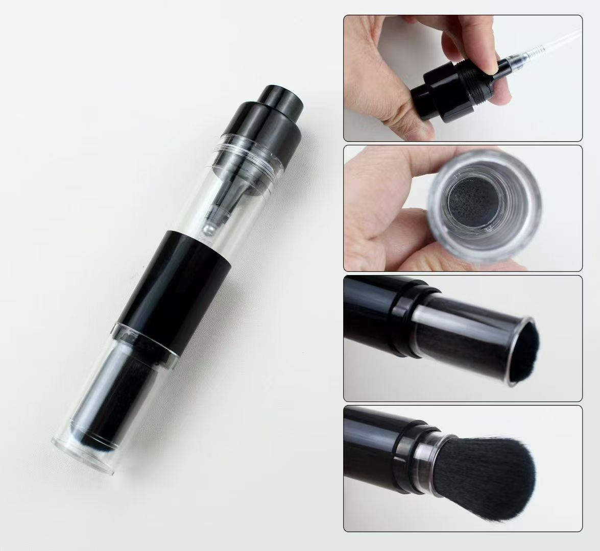 UP031: Clear-and-black capped brush structure