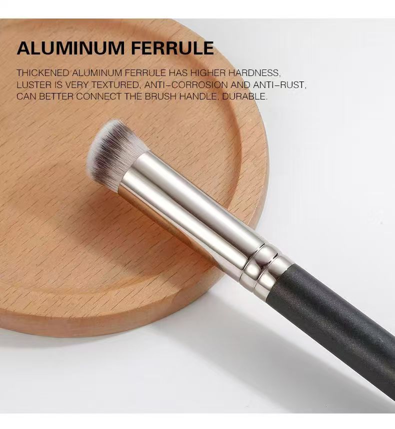 UP066: Cropped dark-handle brush with a short angled brown-white head