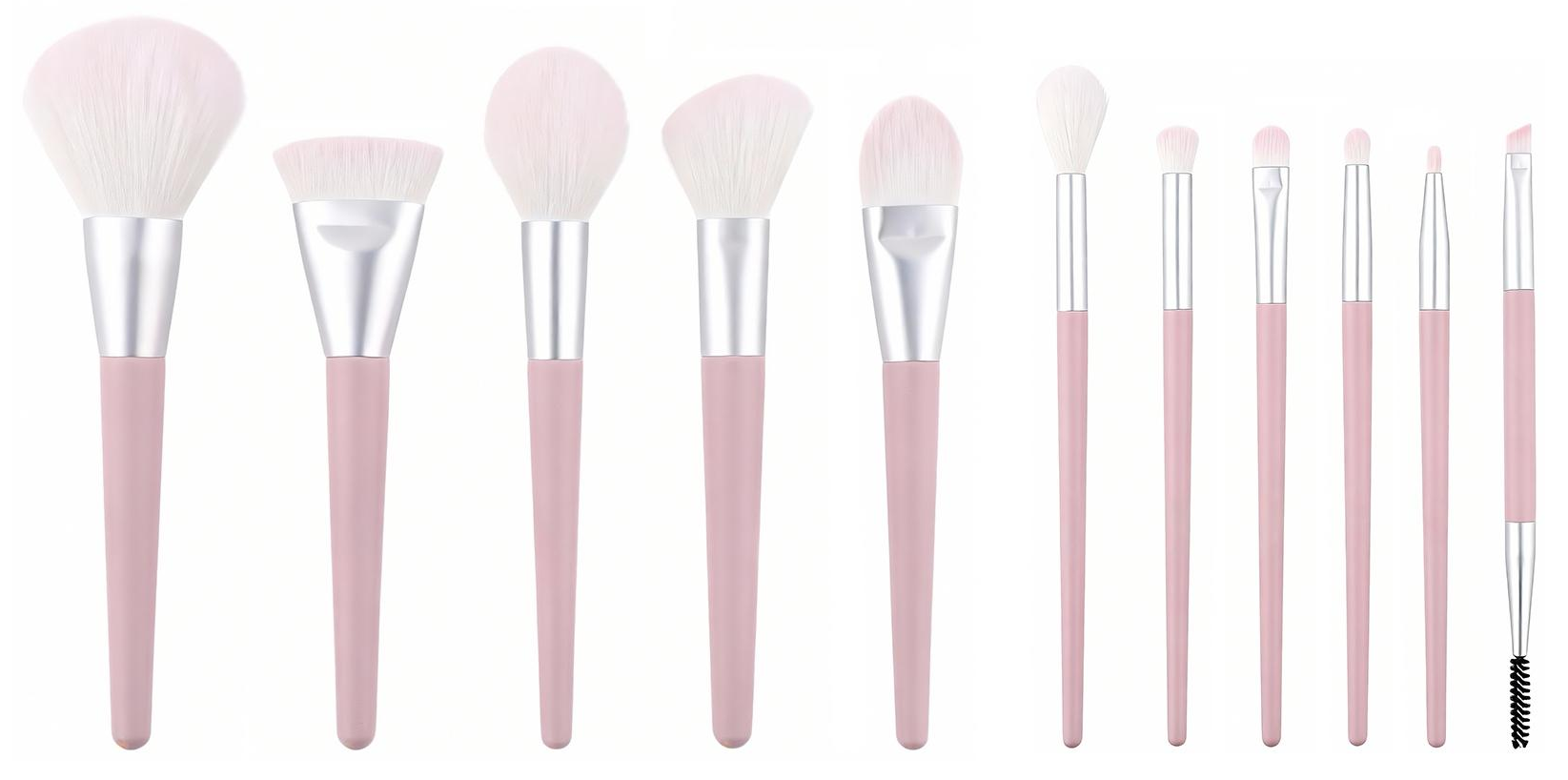 ZB-P001-G04: Pink handle silver-finish brush lineup