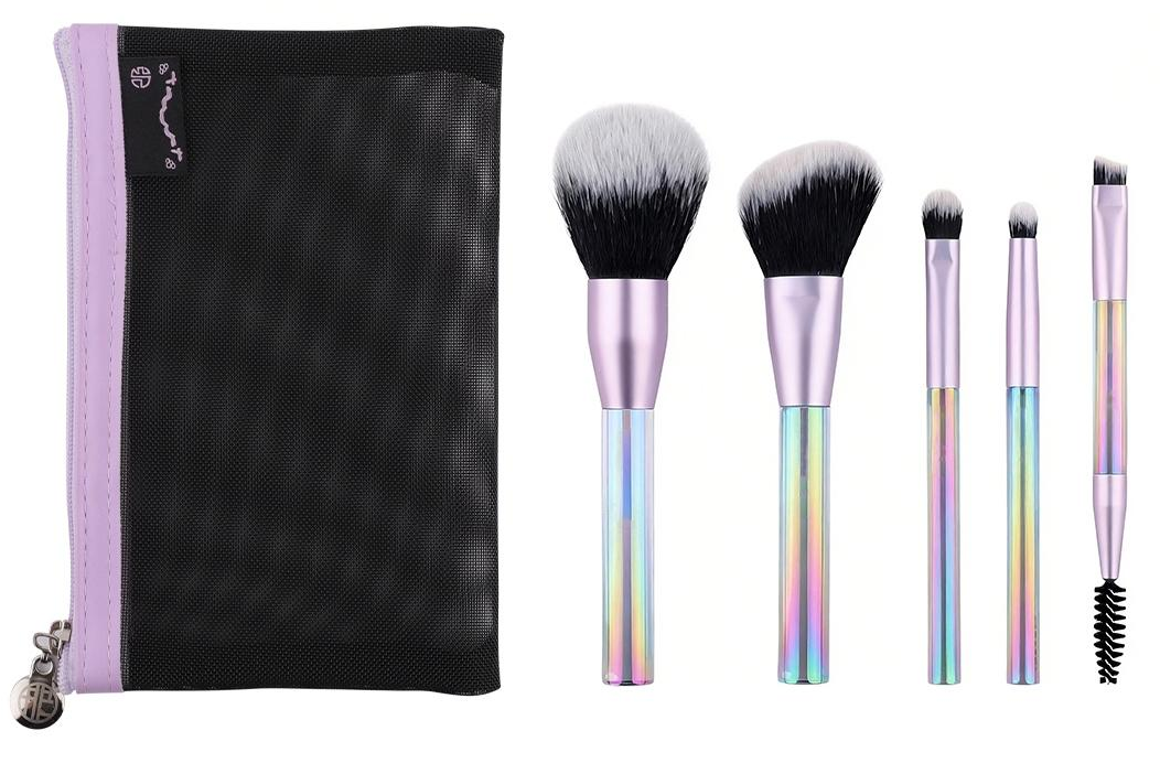 ZB-P002-G09: Black pouch and iridescent handle brush group